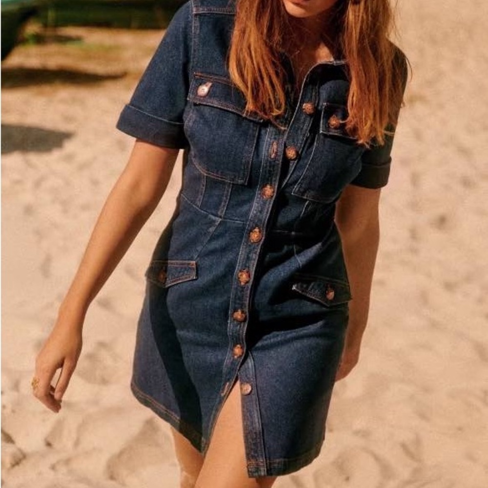 Sezane Denim Button-Up Dress, US size 14, EU 46